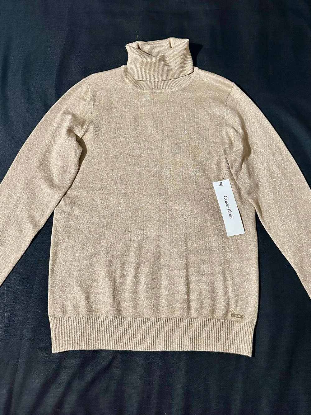 Calvin Klein Metallic Beige Turtleneck Sweater